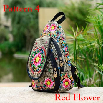 Pattern 4 Red Этнический Бохо индийский вышитый рюкзак ручной работы рюкзаки с вышивкой сумки на плечо дорожная школьная сумка Sac a Dos Femme - Цвет: Pattern 4 Red