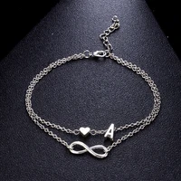 fashion multilayer heart infinity letter bracelets for women initial bracelet silver color friendship bracelets femme jewelry