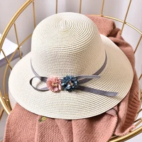 ht1553 2018 new women summer hats wide brim panama bucket hats packable floppy sun hats for women ladies beach straw hats