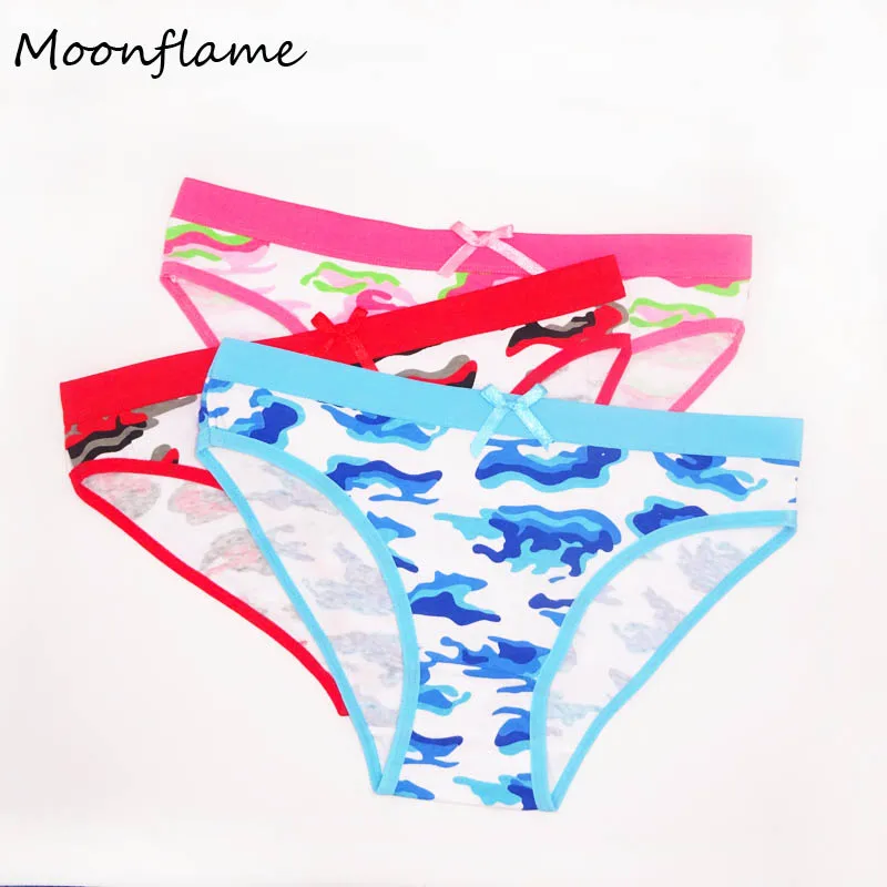 blue.red.pink Moonflme 3 шт./лот женское нижнее белье с принтом женские хлопковые трусики M L XL 89153 - Цвет: blue.red.pink