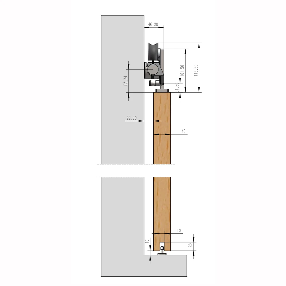 Оборудование для раздвижной двери сарая комплект Нержавеющая сталь Верхнее