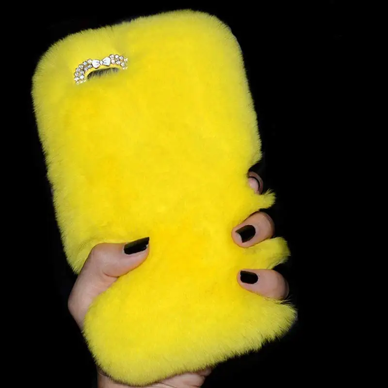 Роскошный мех кролика чехол для iPhone Xs Max XR X 6 6S 7 8 плюс чехол Модный, с украшениями в виде бриллиантов; теплые мягкие зимние меховые плюшевые телефон чехол s