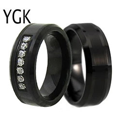 2pcs rings set 8 мм черное вольфрамовое кольцо для мужчин и женщин, обручальные кольца, модные парные кольца для влюбленных, юбилейные вечерние кольца - Цвет основного камня: 2pcs rings set