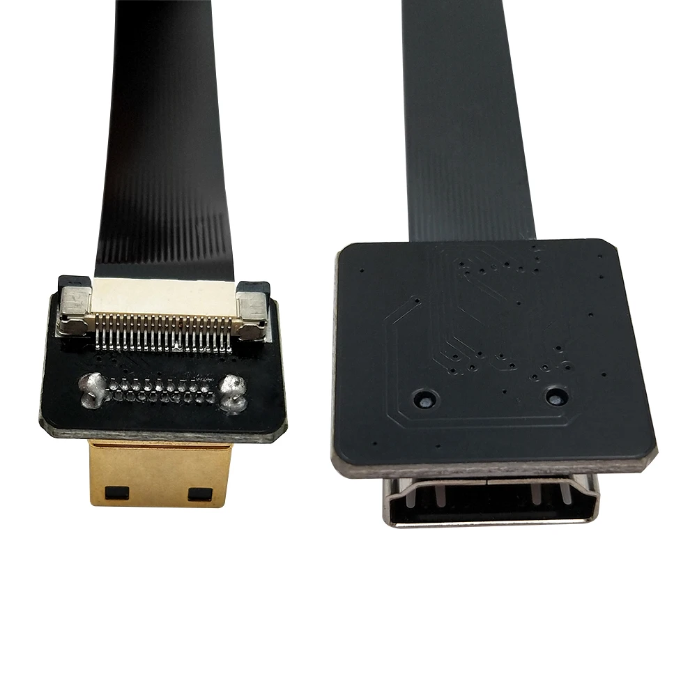DANSPEED FPV HDMI тип A Женский к Mini HDMI вниз Угловой Мужской HDTV FPC плоский кабель 20 см