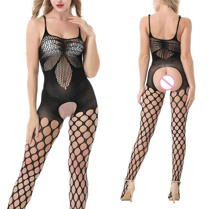 Сексуальное нижнее белье ночное открытая промежность Ажурные чулки боди