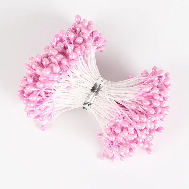 Pink 288 шт, 3 мм, разные цвета, жемчужный цветок, stamen pistil, украшение для торта, сделай сам, Двойные головки, C1101 - Цвет: Pink