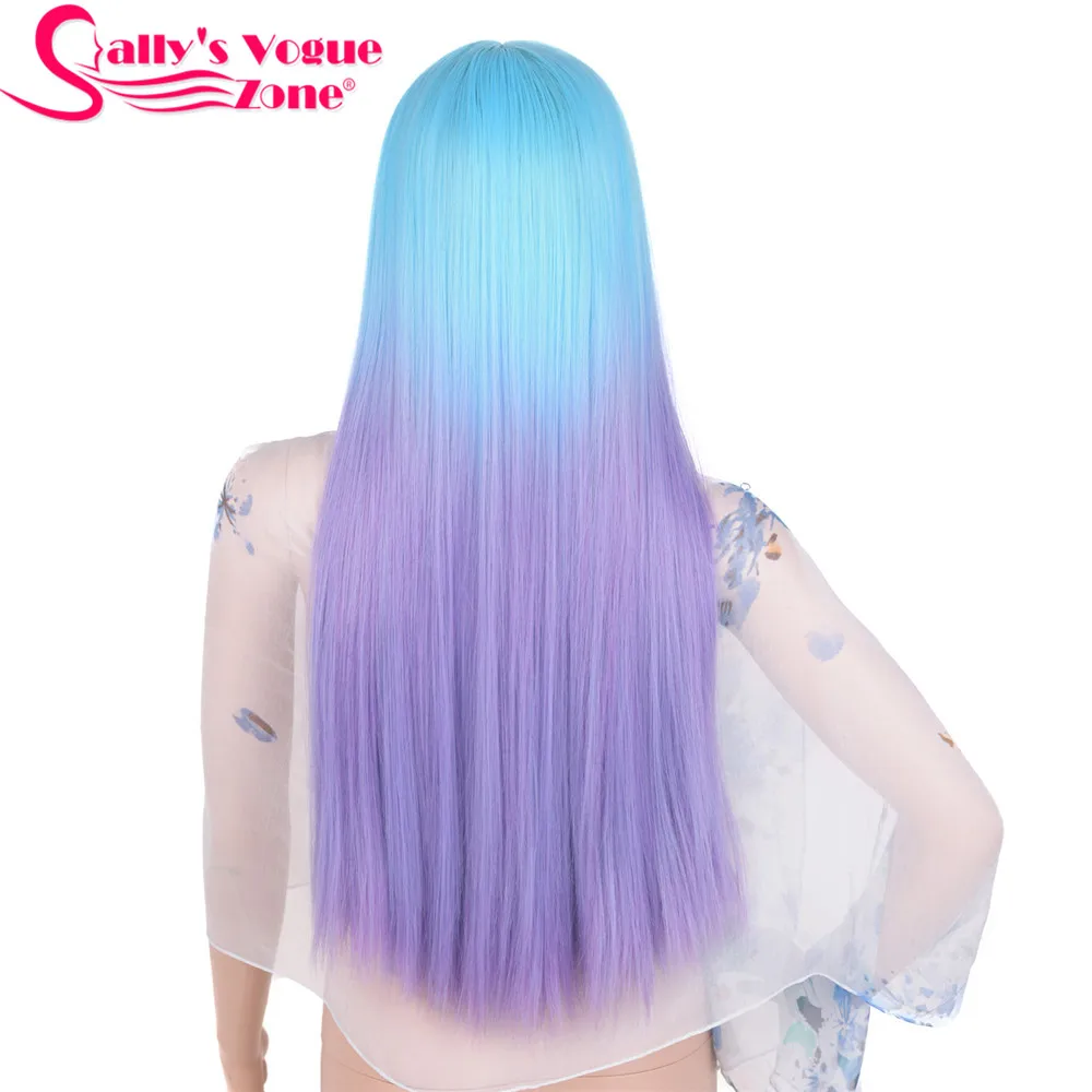 1B/30HL Sallyhair термостойкие 24 дюймов длинные волнистые косплей синтетические парики 280 г Омбре черный серый фиолетовый парик без кружева для женщин - Цвет: 1B/30HL