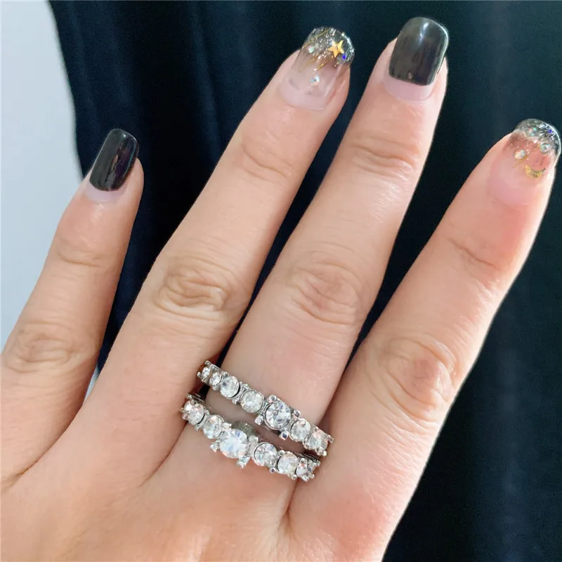 Skute высокое качество инкрустация циркония набор колец серебряный цвет кристалл