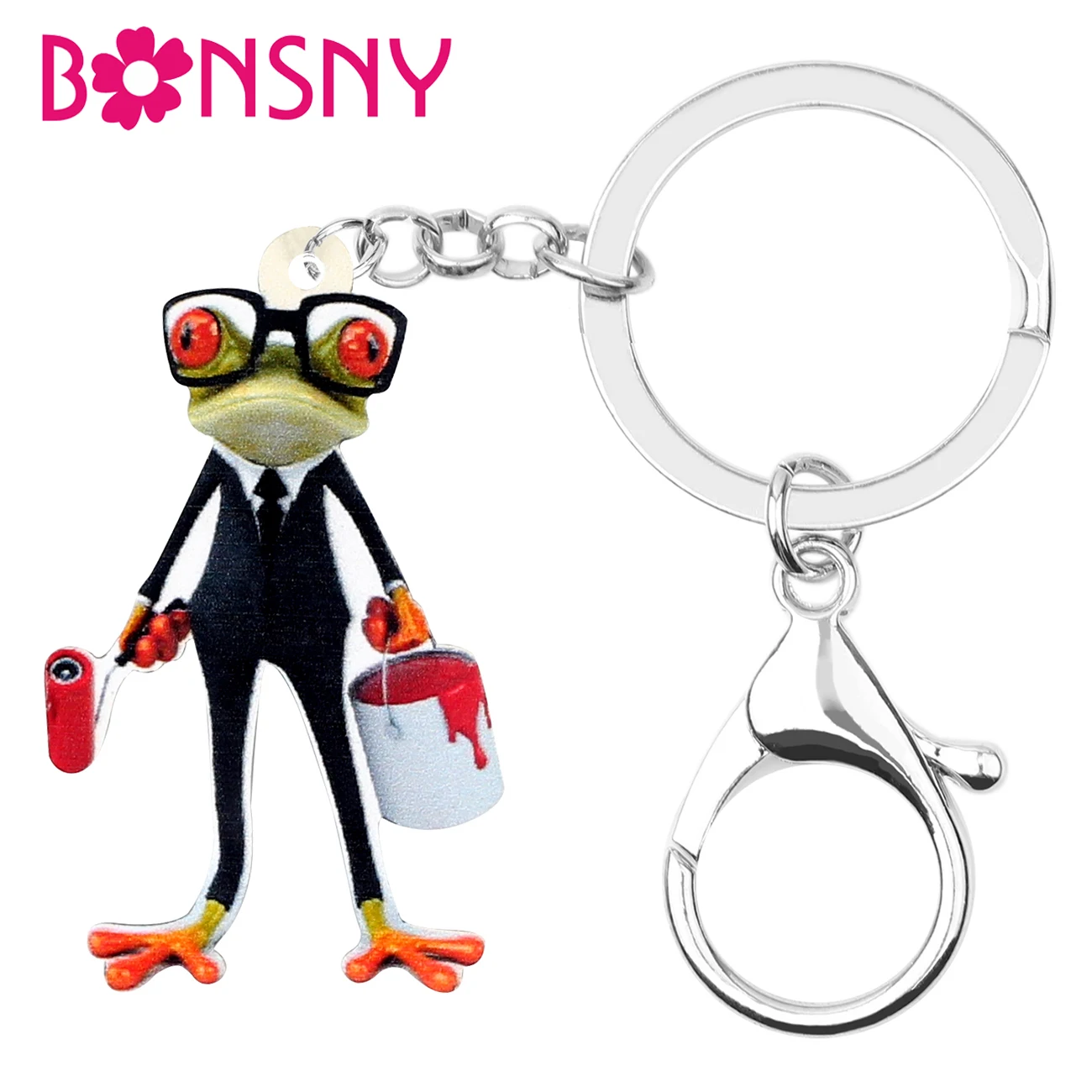 Акриловый художник Bonsny декоратор ключ в форме лягушки брелоки цепочки кольцо
