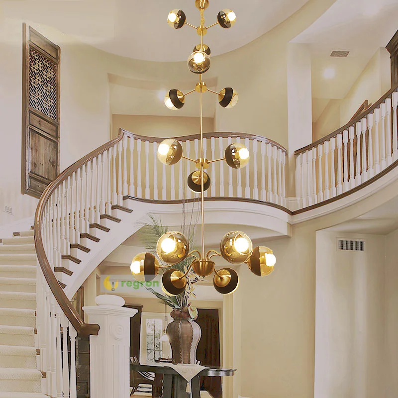 Винтажная Люстра для виллы канделябр латунь большая люстра современный отель