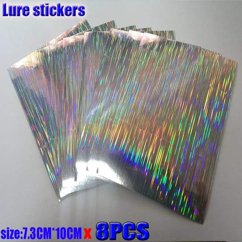 2019HOT fishing lure sticker,holographic, 4 kinds color you choose 8papers/lot size: 73mm x 100mm or 100mm*150mm