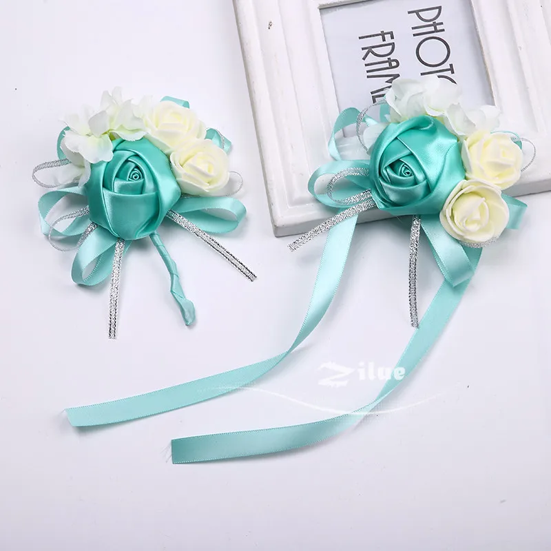 2 шт./лот tiffanyblue невесты на запястье цветы корсаж для мужчин корсажи подружки