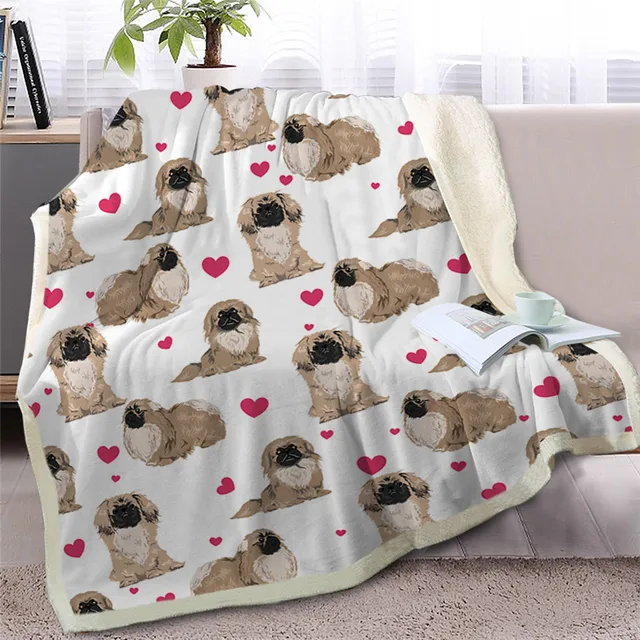 BlessLiving Cartoon Sherpa Blanket on Beds Cavalier King Charles Spaniel Dog Collection Throw Blanket for Kids Animal Bedspreads 3