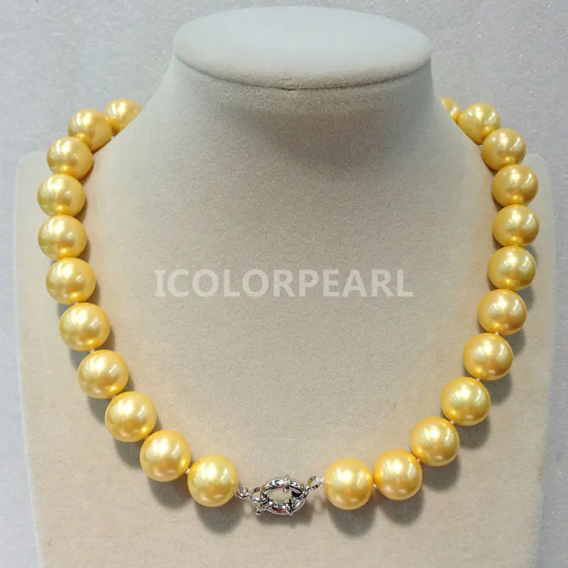 

WEICOLOR Wholesale Price For 14mm Round Special Gold Mother Pearl Necklace, Very Nice Jewelry For Party!