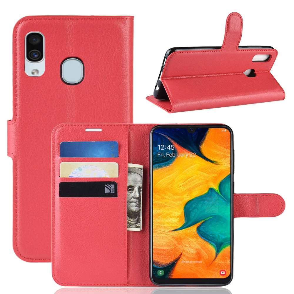 Кожаный чехол A30 для Samsung Galaxy A20 откидной Чехол с бумажником подставкой отделением