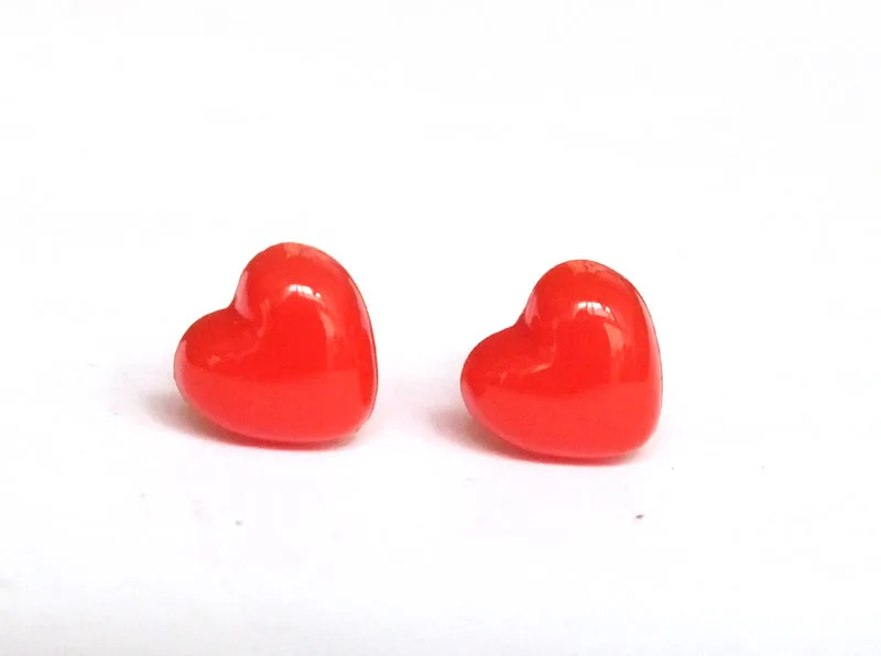 10 мм пластиковые безопасные игрушечные носы и шайба в форме красного сердца для поделок, фурнитура для кукол