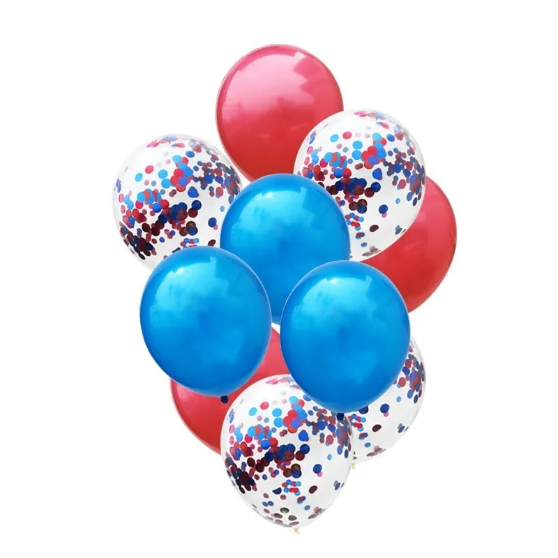 red blue confetti 10 шт. 12 дюймов цветные латексные шары воздушные шары с конфетти надувной шар Гелиевый шар для дня рождения свадьбы - Цвет: red blue confetti