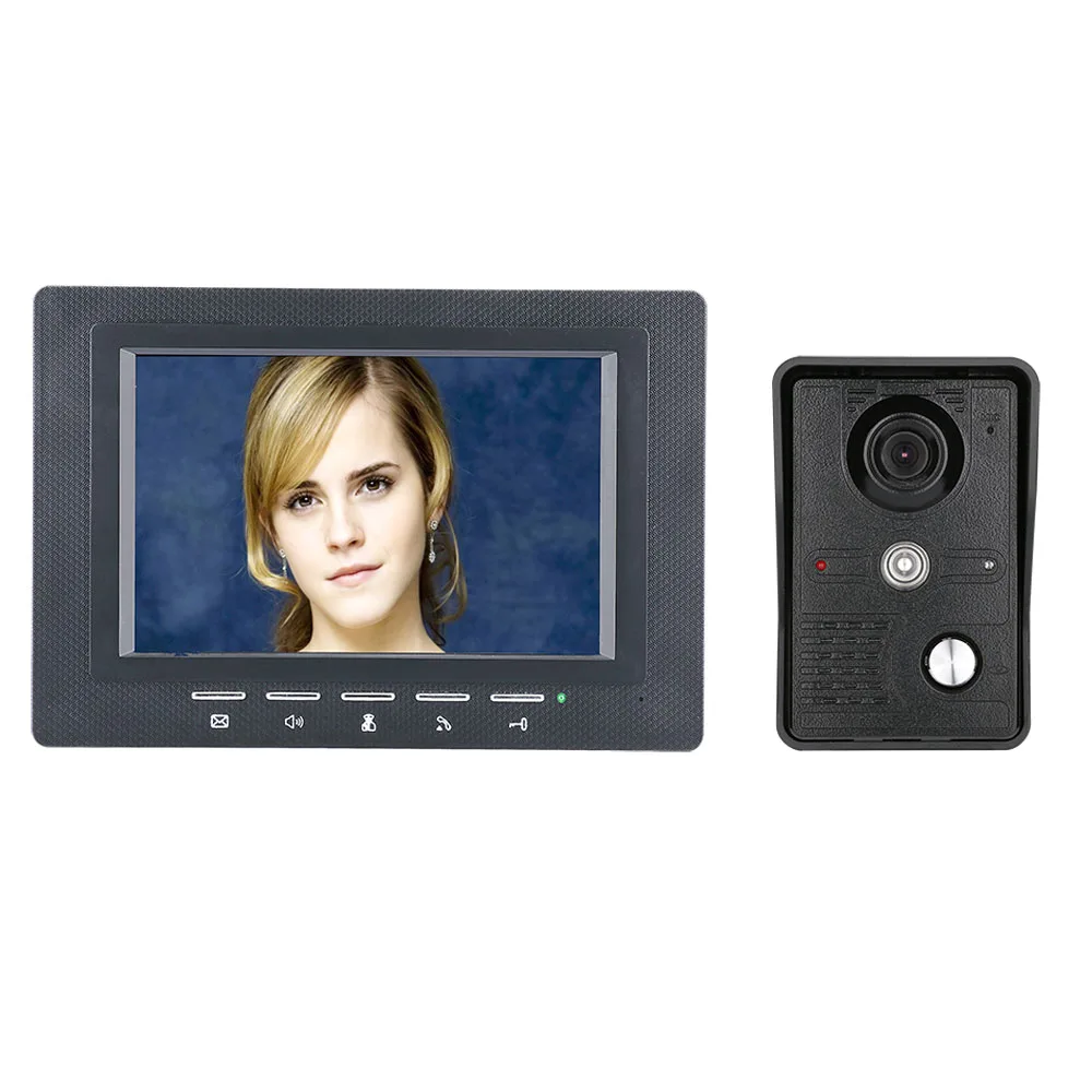 7 Inch Video Door Phone Doorbell Intercom Kit 1-camera 1-monitor Night Vision with IR-CUT CMOS 700TV Lines