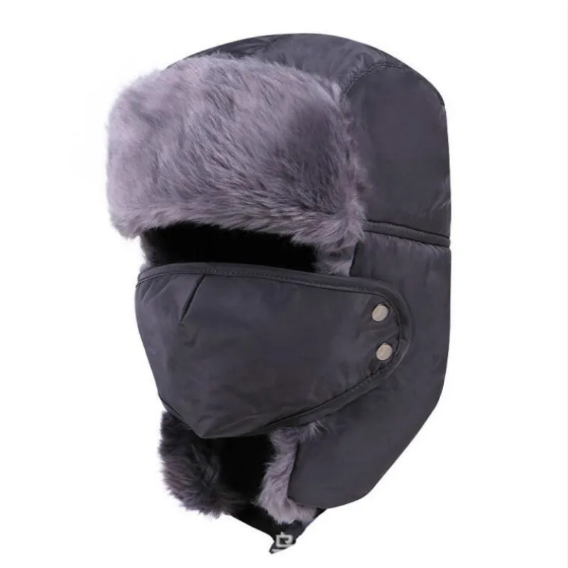 Шапка ушанка с капюшоном из искусственного меха|aviator cap|bomber hatear flap |