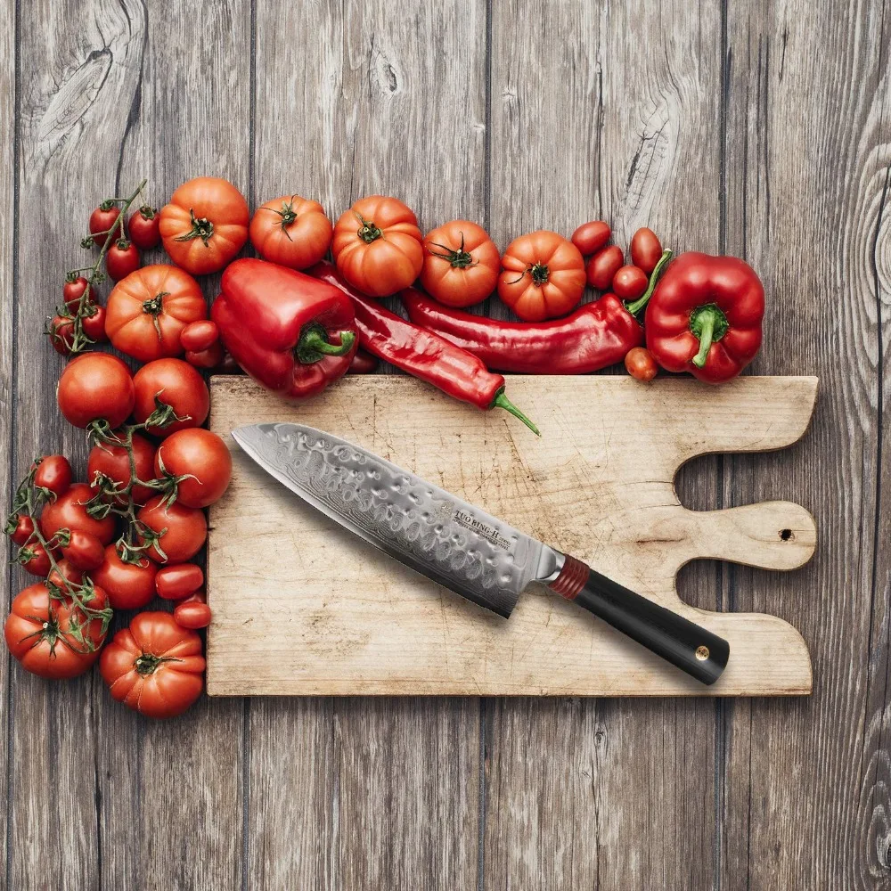 TUO столовые приборы Santoku нож-японский AUS-10 нержавеющая сталь кухня Knfie-молоток