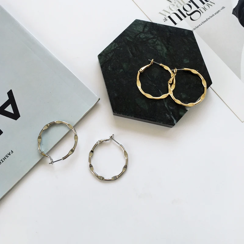 Minimalist Silver Gold Wave Circle Earrings for Women Simpel Design Loop Round 2018 Fashion Jewelry | Украшения и аксессуары