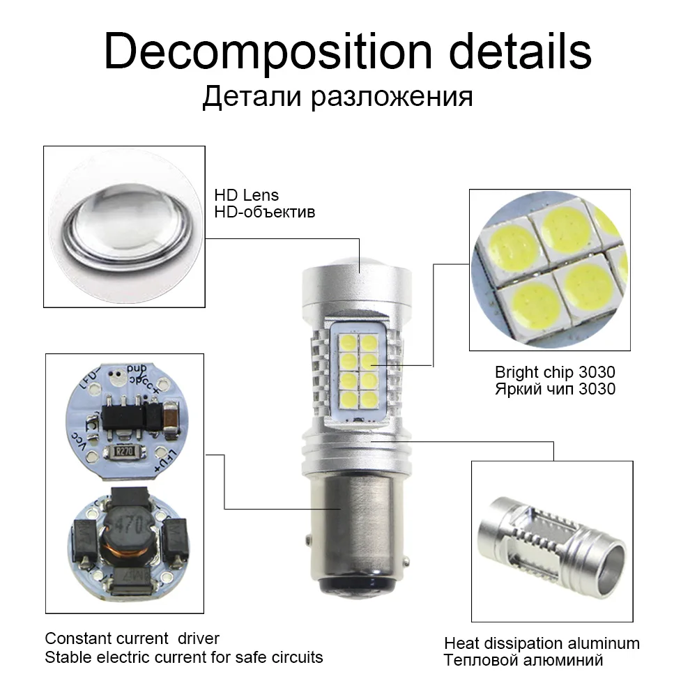 KEIN 2 шт. 36smd p21/5 Вт Светодиодная лампа bay15d автомобильная светодиодная 1157 3030 стоп
