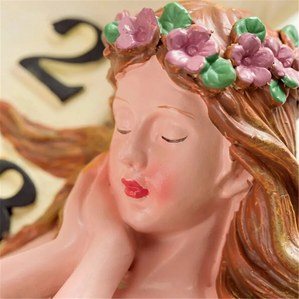 Европейский стиль сельских тихая L размер роуз девушка ангел настенные часы