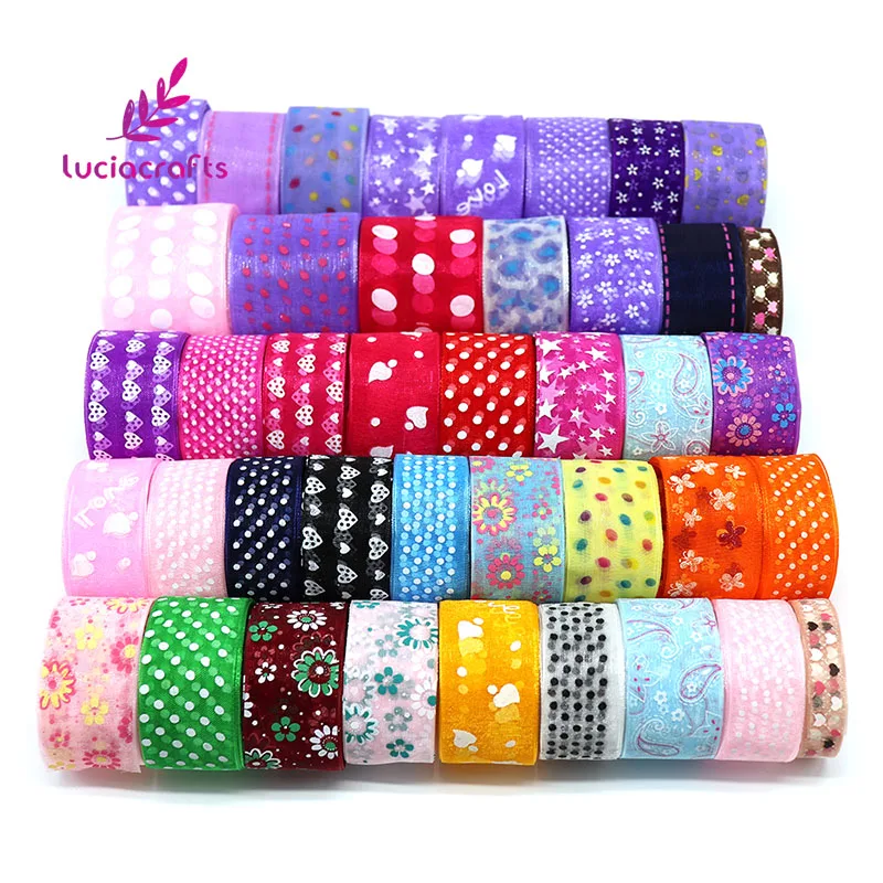 Lucia crafts 12y/24y 1y/style 10 40 мм случайная смешанная печать ленты из органзы головные