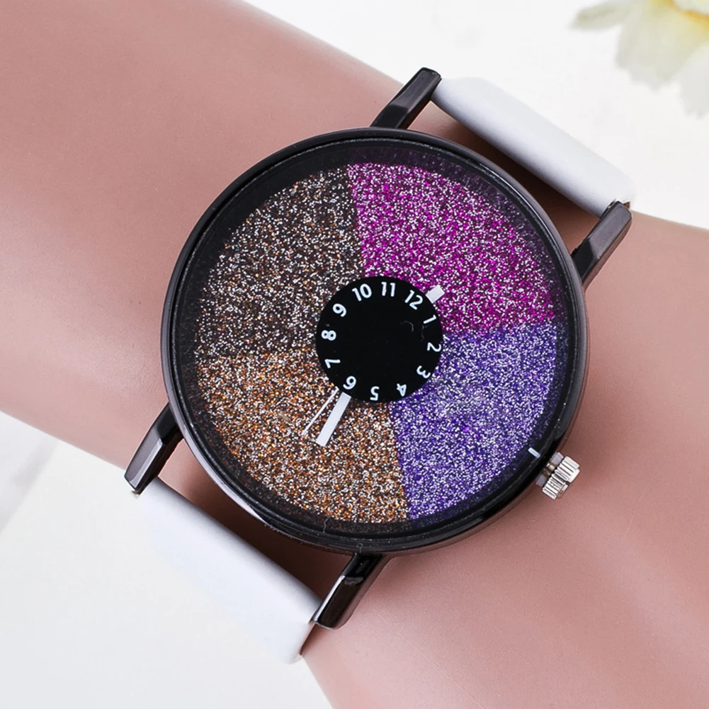 Фото Fashion Shiny Colorful Dial Faux Leather Student Women Quartz Analog Wrist Watch Bracelet Наручные часы Fashion Shiny Colorful Dial Faux Leather Student Women Quartz Analog Wrist Watch Bracelet Наручные часы