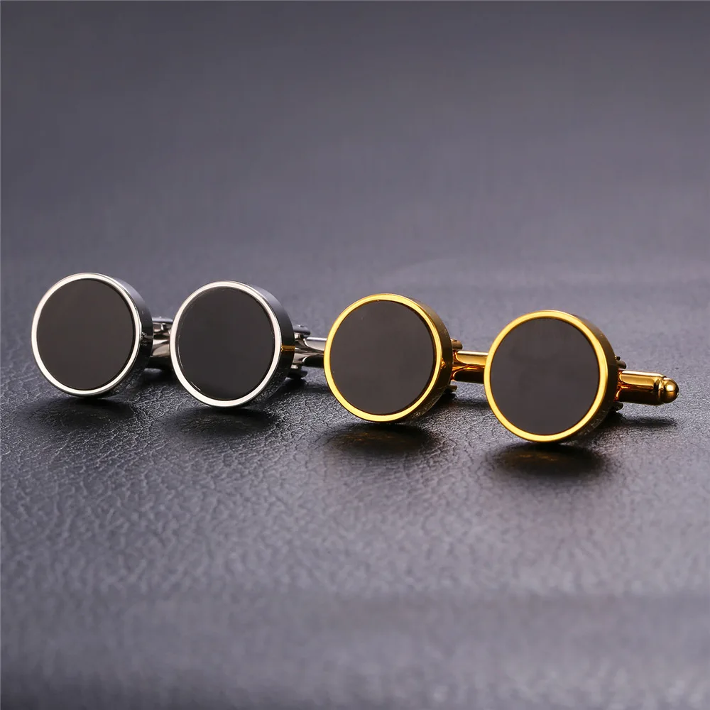 Круглые черные запонки для мужчин с упаковочной коробкой высококачественные