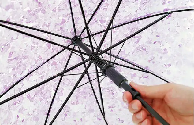 Прозрачный зонт Sakura Cherry женский с длинной ручкой от дождя для автомобиля