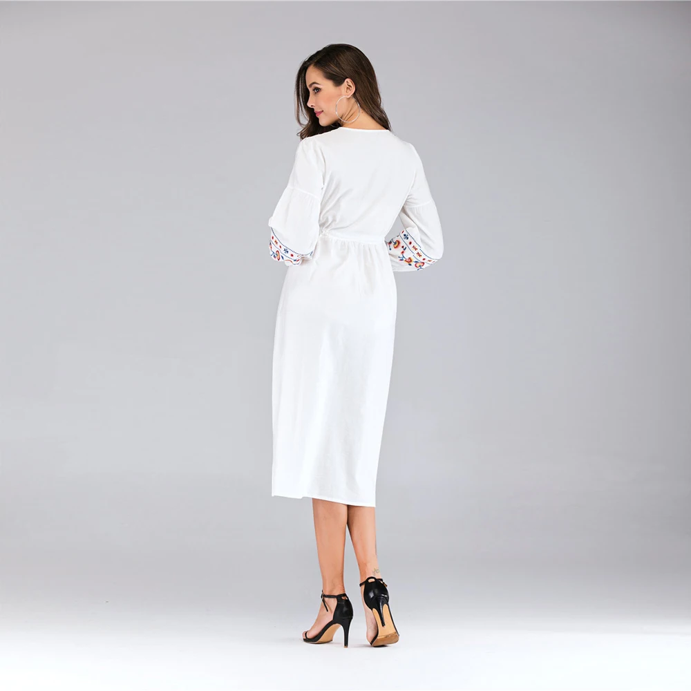 Осеннее платье 2019 новый китайский национальный стиль вышивка бахрома по вырезу