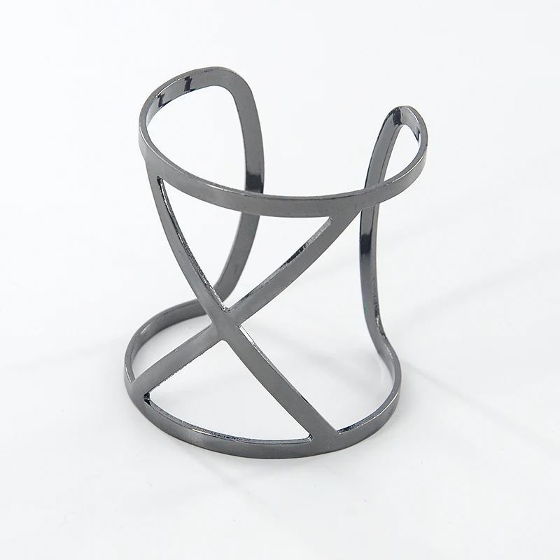 Женский браслет в стиле панк широкий золотистого и серебристого цвета с