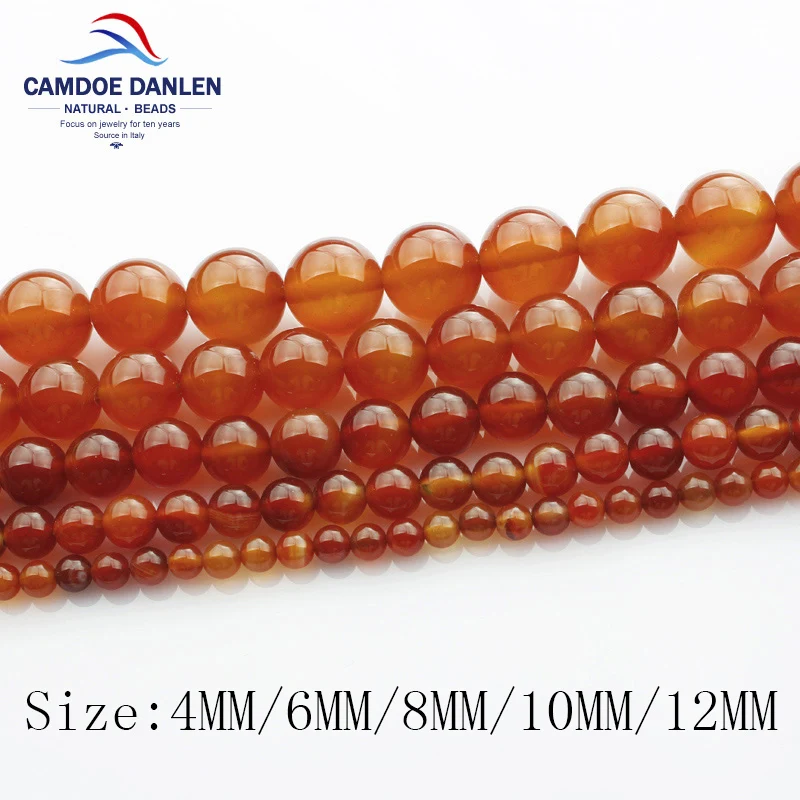 Натуральный камень carnelian, круглые бусины, красный агат 4681012 мм браслет Цепочки и ожерелья ручной работы, сделай сам, бисер для изготовления ювелирных изделий доступом