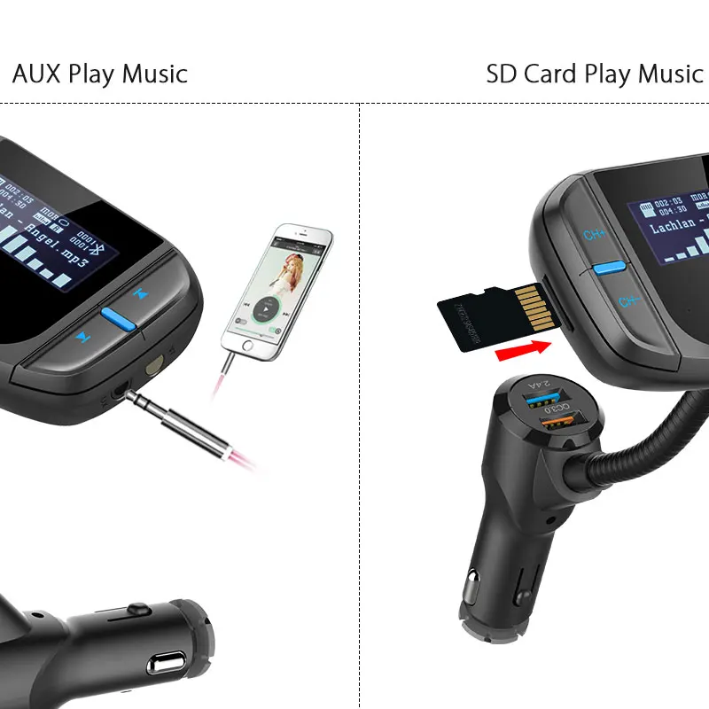 Автомобильный FM передатчик VANJEW BT70 Bluetooth 2 USB порта|FM-трансмиттеры| |
