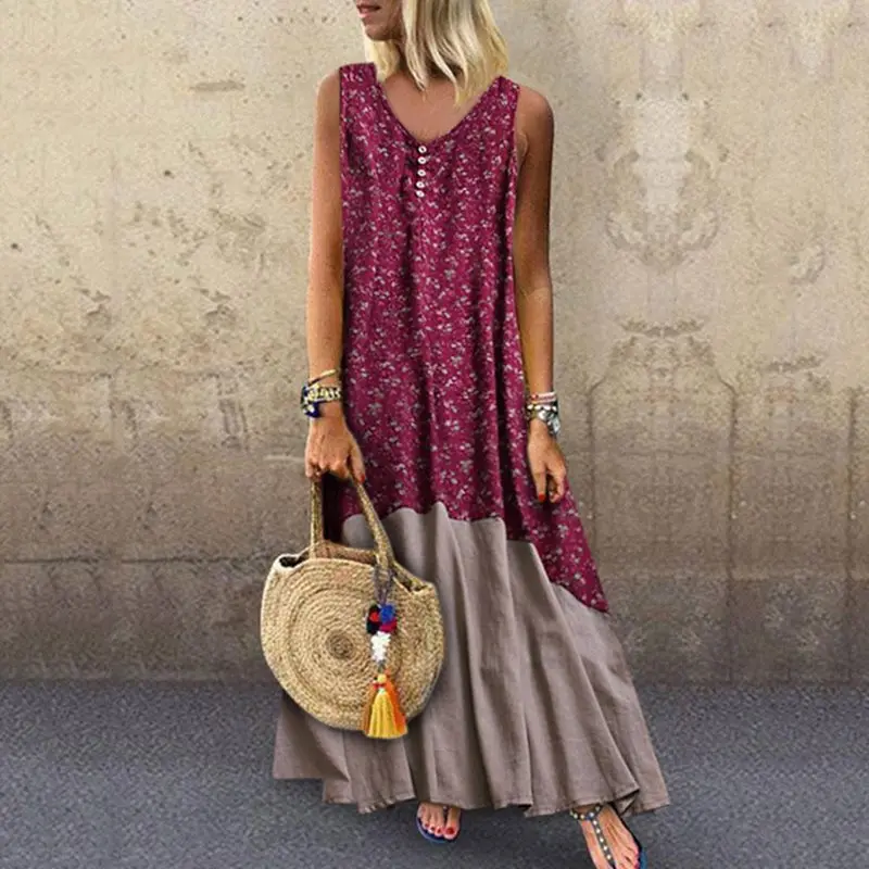 Женское Повседневное платье макси большого размера с цветочным принтом в стиле