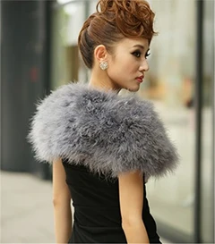 B style Light Grey Белые Меховые болеро из страусиных перьев для женщин, свадебные вечерние меховые накидки, накидка для свадьбы, Болеро для невесты, зимние Болеро для свадебной вечеринки - Цвет: B style Light Grey