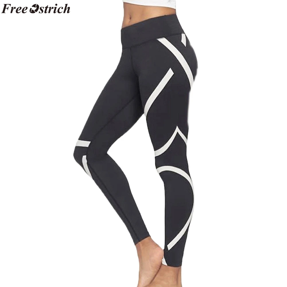 Бесплатная Страусиные леггинсы женские полосатые эластичные с высокой талией