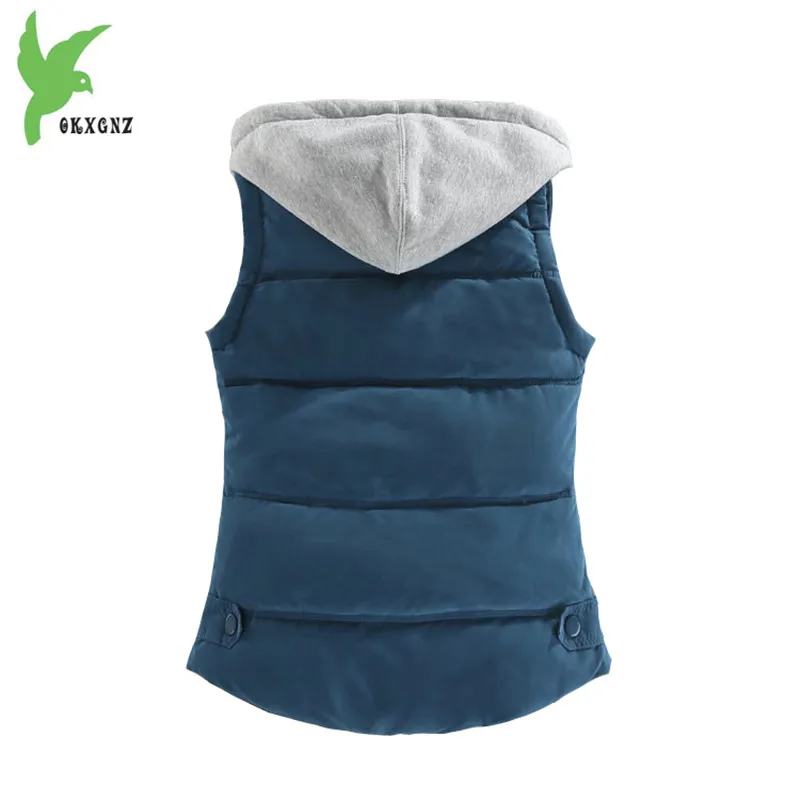 Новинка зимний женский жилет пальто однотонный хлопковый с капюшоном модные