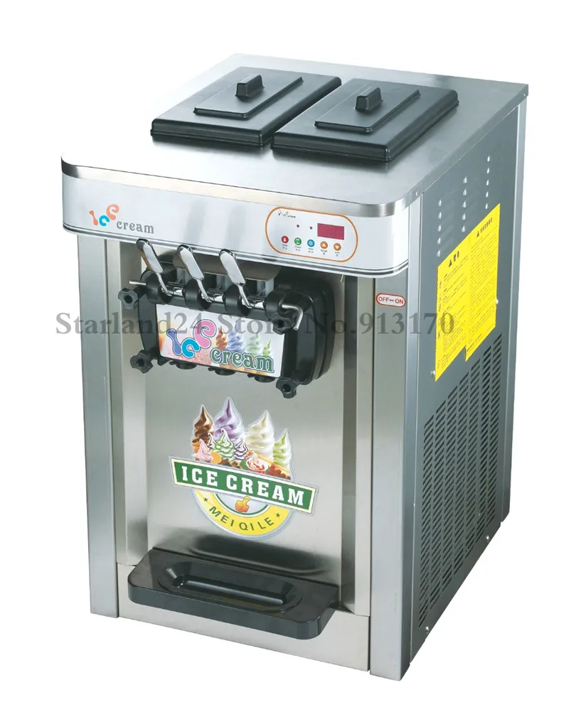Коммерческий мягкий автомат для мороженого нержавеющая сталь 3 головки емкость 22