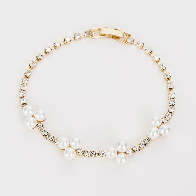 Модный браслет YFJEWE с жемчугом и кристаллами украшения для красивых женщин из