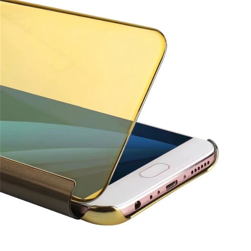 Plating Clear View Mirror Flip wallet phone cases For Samsung Galaxy J3 J5 J7 J330 J530 J730 2017 A3 A5 A7 EU Case |