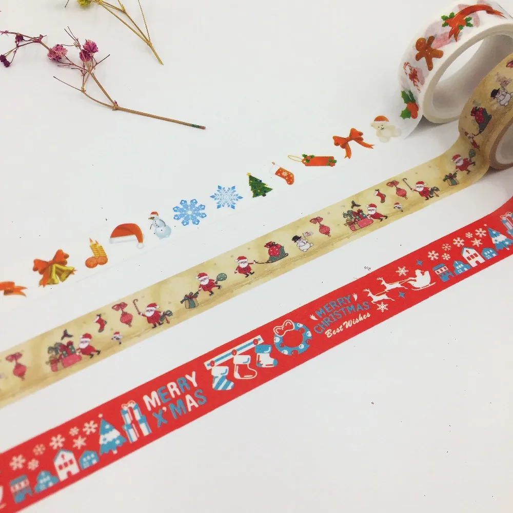 3 рулона красивые washi клейкая лента/15 мм* 5 м Merry маски для рождества Японии Васи ленты