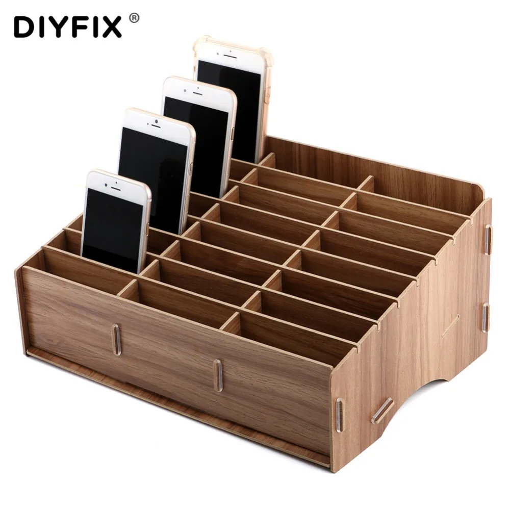 diyfix mobile phone repair tools box wooden storage box cellphone motherboard lcd screen storage box ferramentas accessories free global shipping