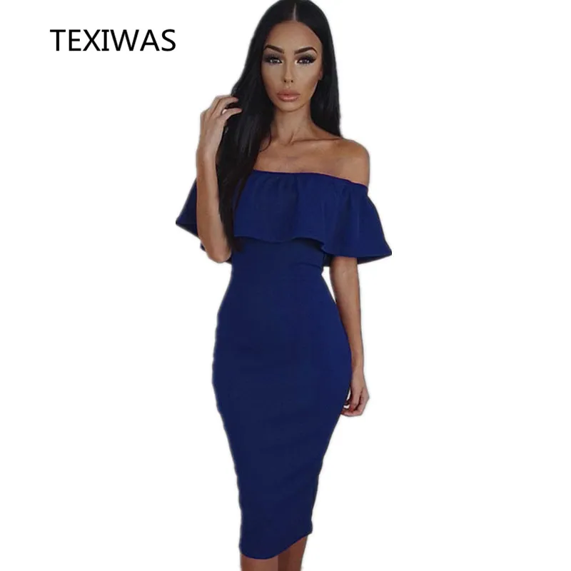 TEXIWAS 2017spring summer new fashion casual womendress off shoulder sexy Butterfly Sleeve high quality ladies Bifurcation dress | Женская