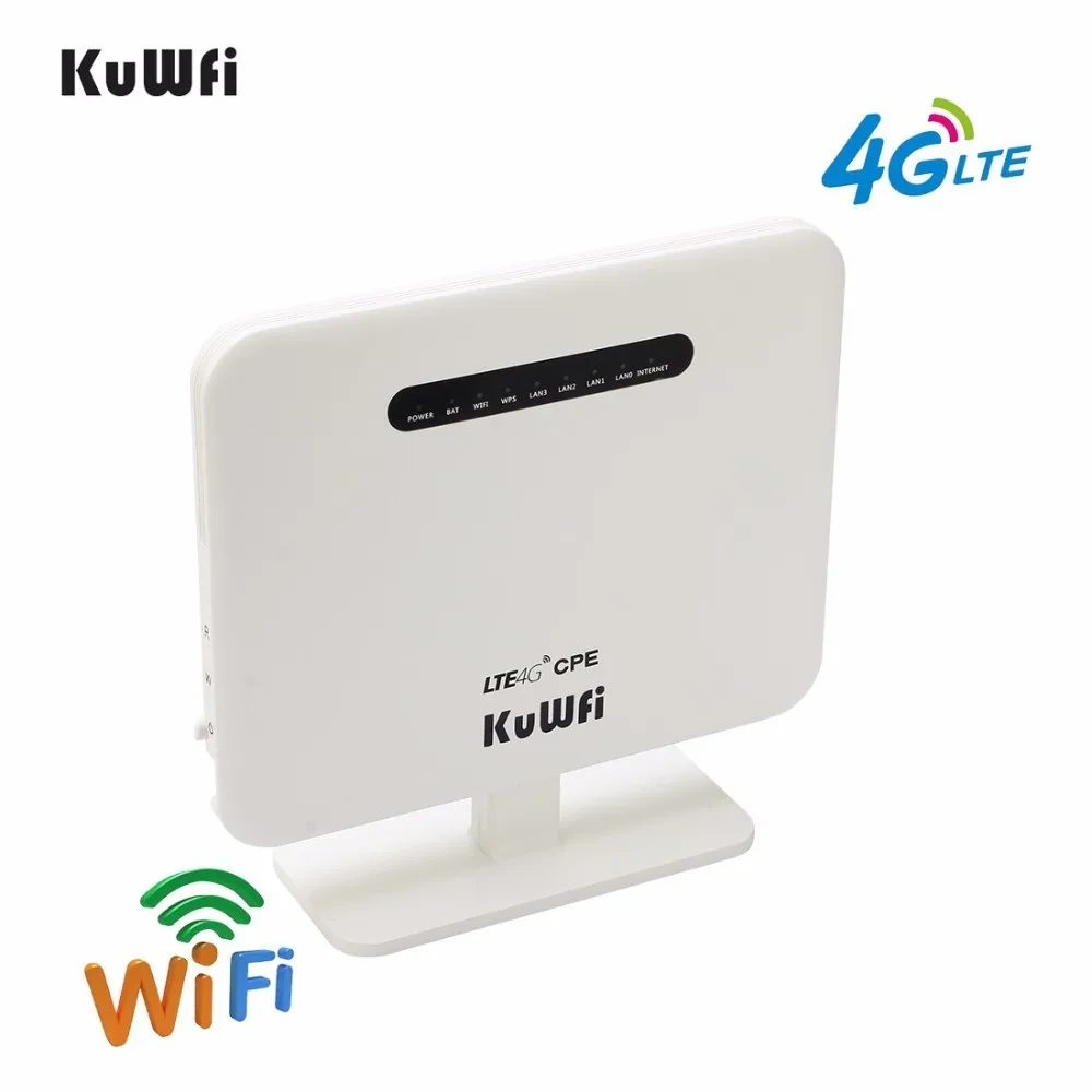 KuWFi 4G LTE CPE 3g/4G Cat4 Wifi маршрутизатор 300 Мбит/с разблокированный беспроводной с слотом