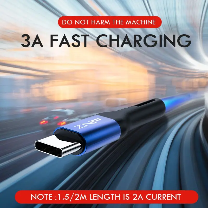 ZNP usb type-C кабель 3,0 быстрое зарядное устройство для samsung S10 S9 A50 мобильный телефон type-C USB кабель для передачи данных для huawei P30 Pro type C кабель