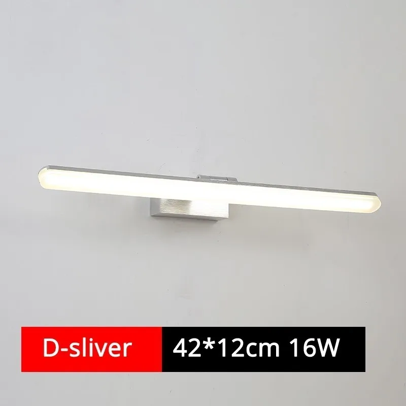 D silver 42cm 16 Вт 24 Вт современный противотуманный водонепроницаемый акриловый зеркальный светильник светодиодный настенный светильник для ванной комнаты серебряный кофе Внутреннее освещение светильник бра для дома - Цвет абажура: D silver 42cm