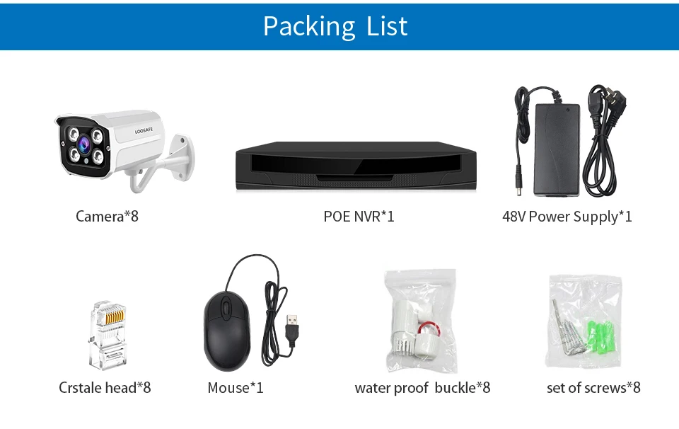 LOOSAFE 1080P POE HDMI POE NVR комплект CCTV securet 8CH NVR PoE P2P комплект наружной безопасности IP Cam 8CH HDD P2P Onvif комплект наблюдения
