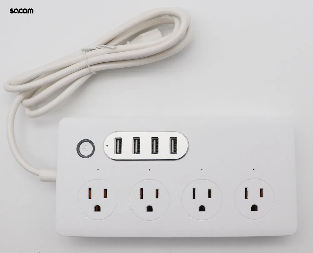 Умный удлинитель Wi Fi Alexa стабилизатор напряжения с 4 USB портами для зарядки и